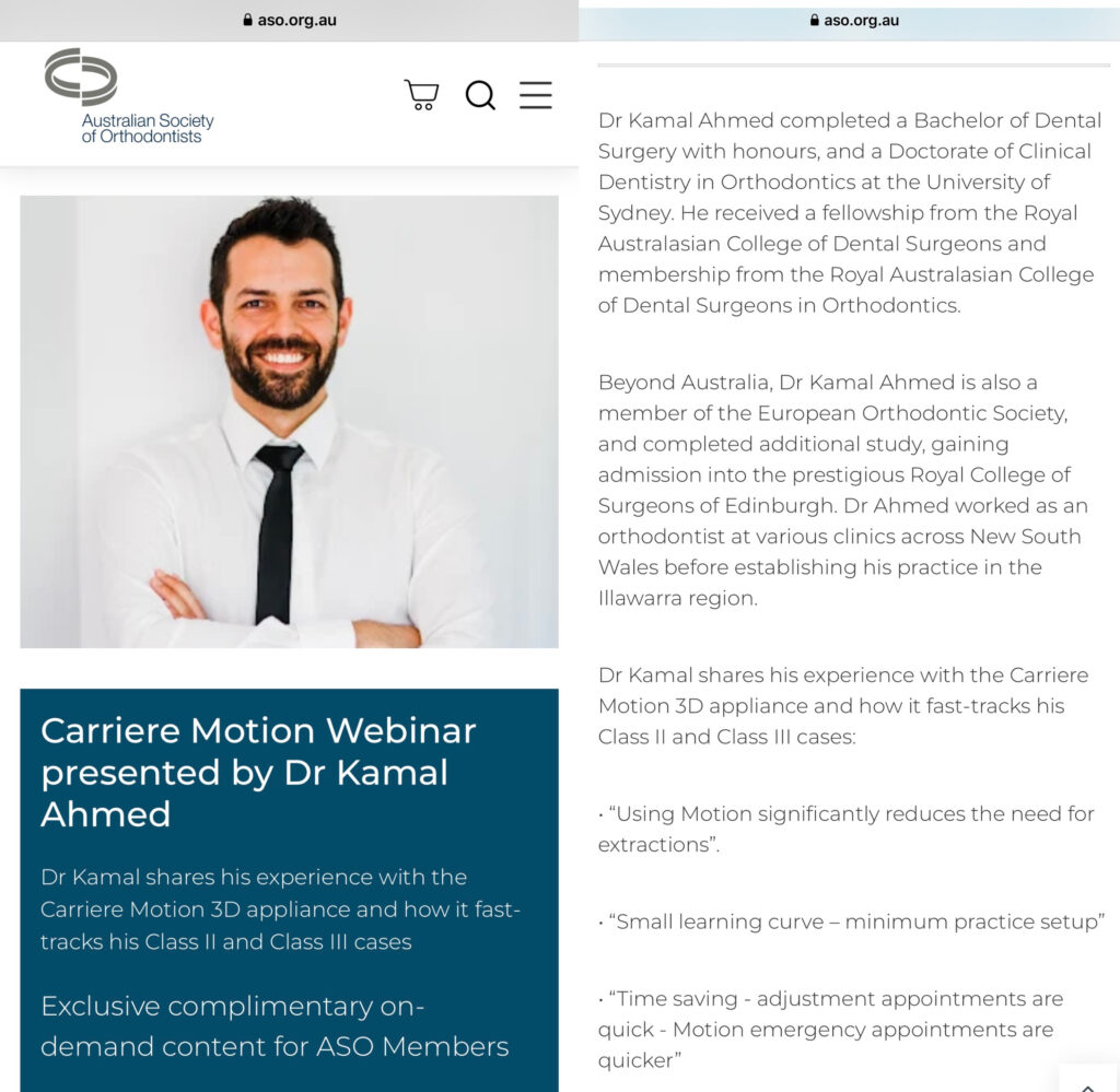 Orthodontist presenting on Carriere Motion 3D Appliance